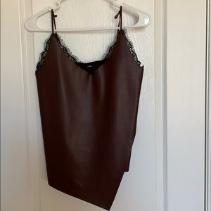 Zara asymmetrical faux leather tank top